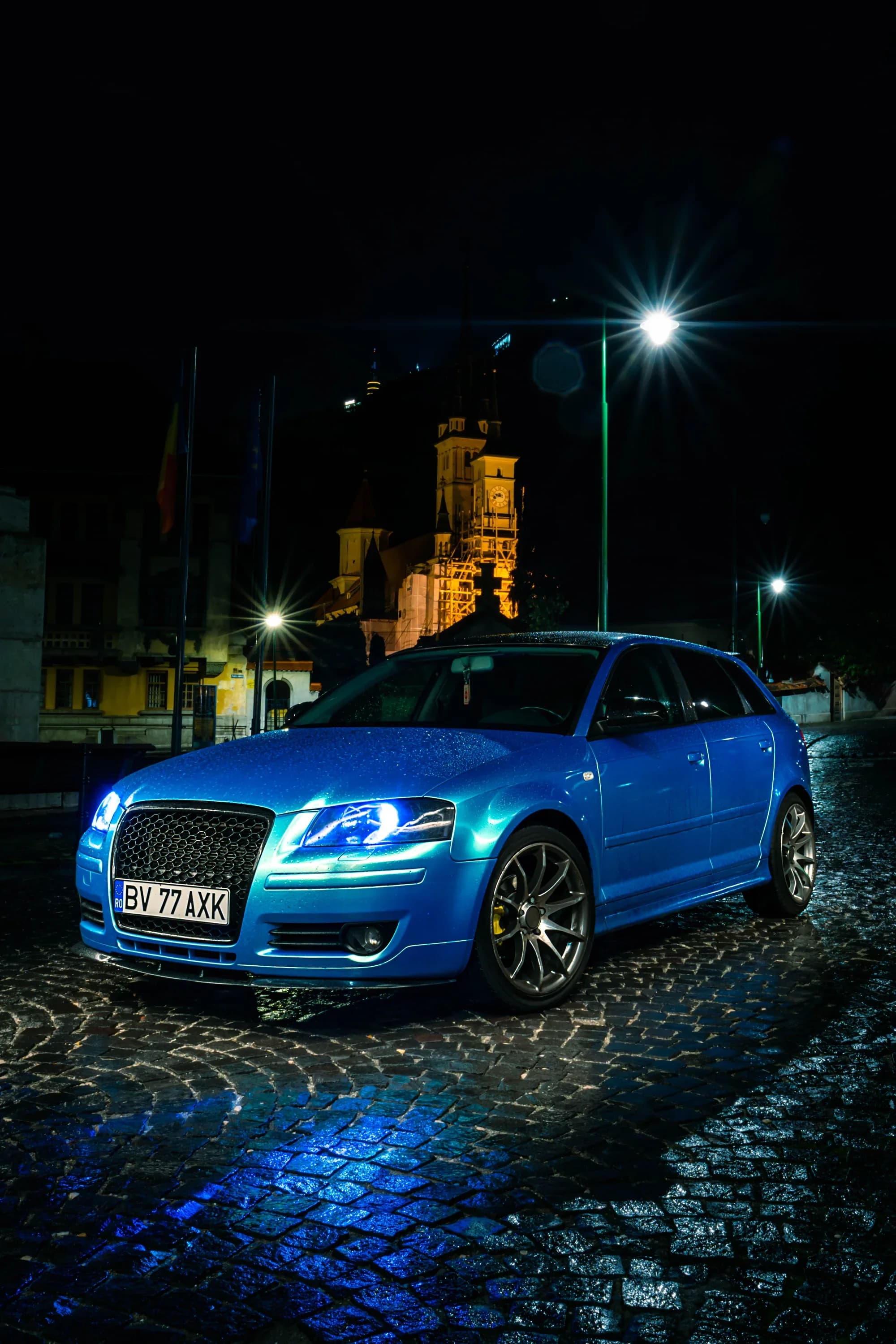 Audi RS6 in noapte cu lumini fotograf auto sedinta foto masini Brasov Crudu Alexandru CA Photography